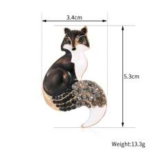 European And American Style Fox Brooch Pin, Vintage & Concise & Rhinestone Decor Sweater Clip, Zinc Alloy Cardigan Accessory - Black - View 5