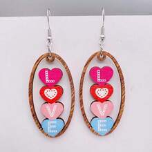 2 件情人节粉色木质耳环，猫爪形心形吊坠耳环，情人节礼物 - 彩色 - 查看 8