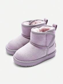 Balabala 兒童鞋，適用於男女童的冬季雪地靴，短筒靴，戶外保暖絨布靴（紫色） - 紫色 - 查看 5