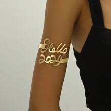 1 件簡單愛與你好與數字 2024 年與心形與幾何形狀設計女式臂環,時尚可調式袖口手鍊