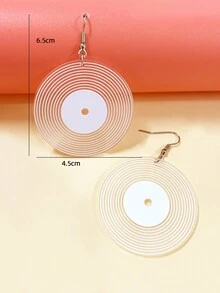 1pair Acrylic White Linear Design Earrings & Black Disk Dangle Earrings, Perfect For Parties, Shows, Dates, As Gifts For Friends - Multicolor - View 5