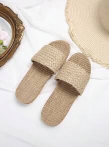 Fashionable Women's Woven Grass Lightweight Comfortable & Versatile Casual Vacation Personality Flat Sandals