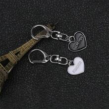 2 Miếng Hình vẽ trái tâm Cặp đôi Móc khóa , Mặt dây chuyền , Lãng mạn Ngày lễ tình nhân Qủa tặng - Bạc - Xem 4