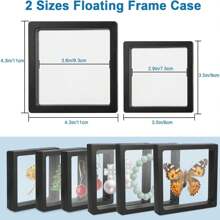 1入組浮動式展示盒,3d浮動式框架展示支架,透明pe珠寶儲物盒用於挑戰aa獎章標本芯片,黑色,灰色4.3x4.3in,3.5x3.5in,2.8x2.8in - 彩色 - 查看 8