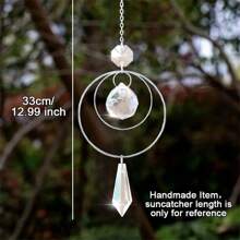 新款彩色開環水晶編織夢網裝飾品,配有透明裝飾和水晶吊飾,適用於家庭/汽車裝飾 - 透明色 - 查看 2