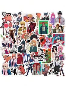 TOEI ANIMATION 50 piezas de pegatinas de vinilo con licencia oficial, paquete de productos de anime para fanáticos, pegatinas de Chainsawman para botella de agua, vinilos impermeables para teléfono portátil, casco, monopatín, álbumes de recortes, parachoques, regalos para mamá, papá, gran madre, padre, profesor, hermana, hermano, amigo, regalos divertidos para el día de San Valentín, Denji Makima Power Aki Hayakawa Hirokazu Arai Kishibe Himeno Kobeni Higashiyama - Multicolor - Ver 3