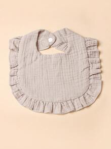 1pc Solid Color Baby Bib Suitable For 0-3 Years Old - Grey - View 1