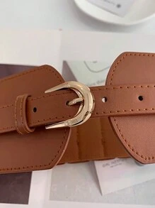 1pc Women's Brown Pu Elastic Waist Belt Halloween Summer, School