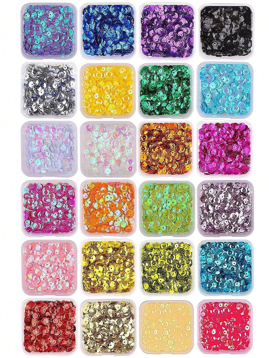 24種顏色28800個圓形5mm刺繡亮片杯裝工藝亮片,適用於手工藝品、縫紉diy、指甲裝飾 - 彩色 - 查看 1