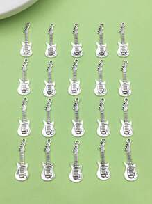 20入組古銀色合金吉他音樂樂器吊墜,diy手鍊鐲子手工藝製作配件珠寶飾品用品