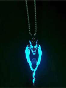 男士1入組前衛夜光狼頭吊墜項鏈適合女士日常裝飾,適用於首飾類禮品和派對 - 藍色 - 查看 1