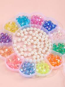 太陽花珠寶手工套件,多種顏色的丙烯酸塑料珠子,兒童手工珠子用於手鍊和項鍊製作 - 彩色 - 查看 4
