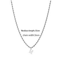 1入組嘻哈朋克鈦鋼a-z 26英文字母吊墜不鏽鋼項鍊,假日禮物,適合男士日常嘻哈不鏽鋼墜子項鍊 - 銀色 - 查看 3