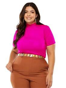 Plus Size Women Tops - Rose Red - View 2