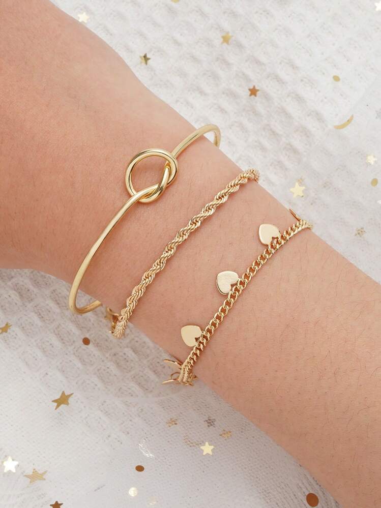 Bracciale Doppia Catena Oro Rosa Con Ciondoli Cuore – Regalo Donna - 6
