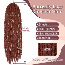 24 Inch 1 Pack Butterfly Locs Crochet Hair Soft Distressed Locs Crochet Hair For  Pre Looped Long Butterfly Faux Locs Natural Braids Hair Extension - Bronze - View 3