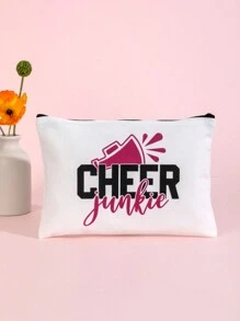 啦啦隊加油包趣味女孩生日禮物情人節禮物女士帆布製馬桶袋,帶拉鍊簡單化妝收納袋,多功能化妝包,最好的情人節禮物,適用於女性、母親、老師、朋友、伴娘 - 白色 - 查看 1