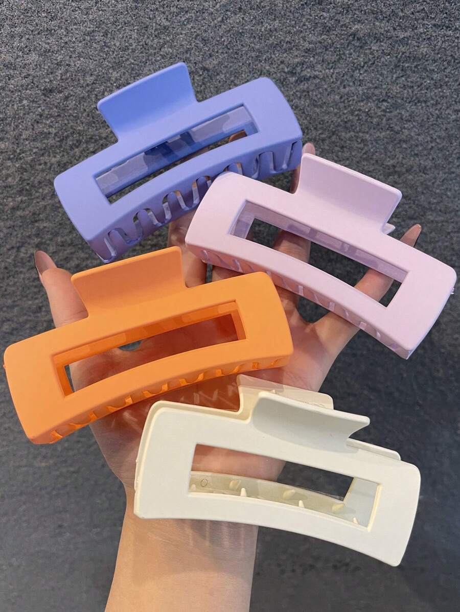 1-4 chiếc Kẹp tóc bằng nhựa nhẹ, hình vuông cao cấp dành cho nữ phong cách tối giản hàng ngày, đi chơi, tắm vòi sen, sử dụng thường ngày, đi học