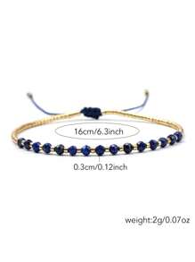 1pc Fashionable Unique Design Natural Crystal & Semi-Precious Stone Faceted Beads + Japanese Seed Beads Heal & Yoga Theme Adjustable Bracelet For Women, Birthday Gift Or Daily Wear - Adjustable Bracelet - View 4