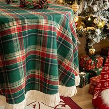 Mantel A Cuadros A Rayas De Decoración Festiva, Estilo Retro - Cuadros navideños de encaje barbudo-Duoduo rojo - Ver 4