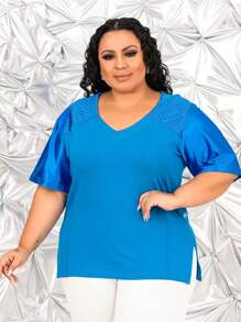 Plus Size T-Shirts - 藍色 - 查看 7