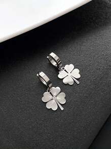 3入組復古風格奢華幸運四葉草項鏈和耳環套裝,適合女士參加派對穿著 - 金黃色 - 查看 10