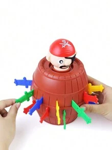 Pirate Barrel Stress Relief Toy, Interactive Table Game, Prank Stab Wooden Barrel Pop Up Toy - Multicolor - View 2