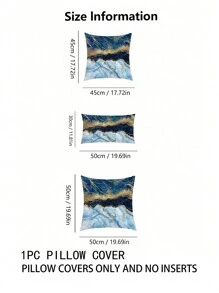 1個大理石印花抱枕套(不含抱枕芯),現代風格的沙發抱枕套,適用於客廳 - 藍白色 - 查看 2