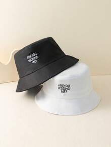 2入組黑白色中性y2k風格“你在開玩笑嗎”漁夫帽,適用於戶外運動、日常通勤防曬 - 黑與白 - 查看 1