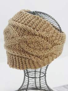 1 Piece Women'S Khaki Diamond Fashion Cute Warm Retro Bohemian Style Knitted Hat Suitable For Winter - Khaki - View 7