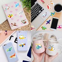 100/200pcs Vehicle Stickers For Water Bottles, Cartoon Truck Cars Airplanes Stickers For Laptops Phones Luggage Envelope, Vinyl Waterproof Stickers Pack For Students Teens - Multicolor - View 8