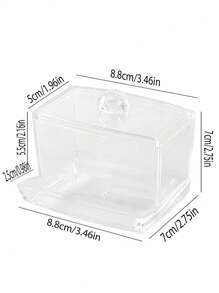 1pc Transparent Acrylic Box For Disposable Pads, Swabs, Cosmetic Puffs And Desk Samples Storage - White - View 7