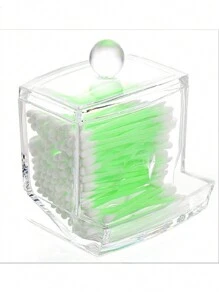 1pc Transparent Acrylic Box For Disposable Pads, Swabs, Cosmetic Puffs And Desk Samples Storage - White - View 4