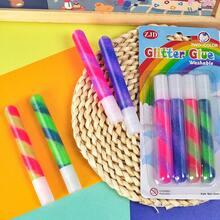 4入組黃金色閃亮膠筆,閃閃發光的金屬膠,適用於紙張,diy,藝術,著色,非常適合做手工藝品,學校,返學用品。 - 彩色 - 查看 3