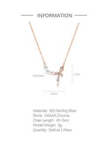 1件优雅奢华的925银仿珍珠和立方氧化锆装饰蝴蝶结项链，可作为送给女性的礼物，日常佩戴，生日、派对、约会皆宜 - 蝴蝶結 - 查看 3