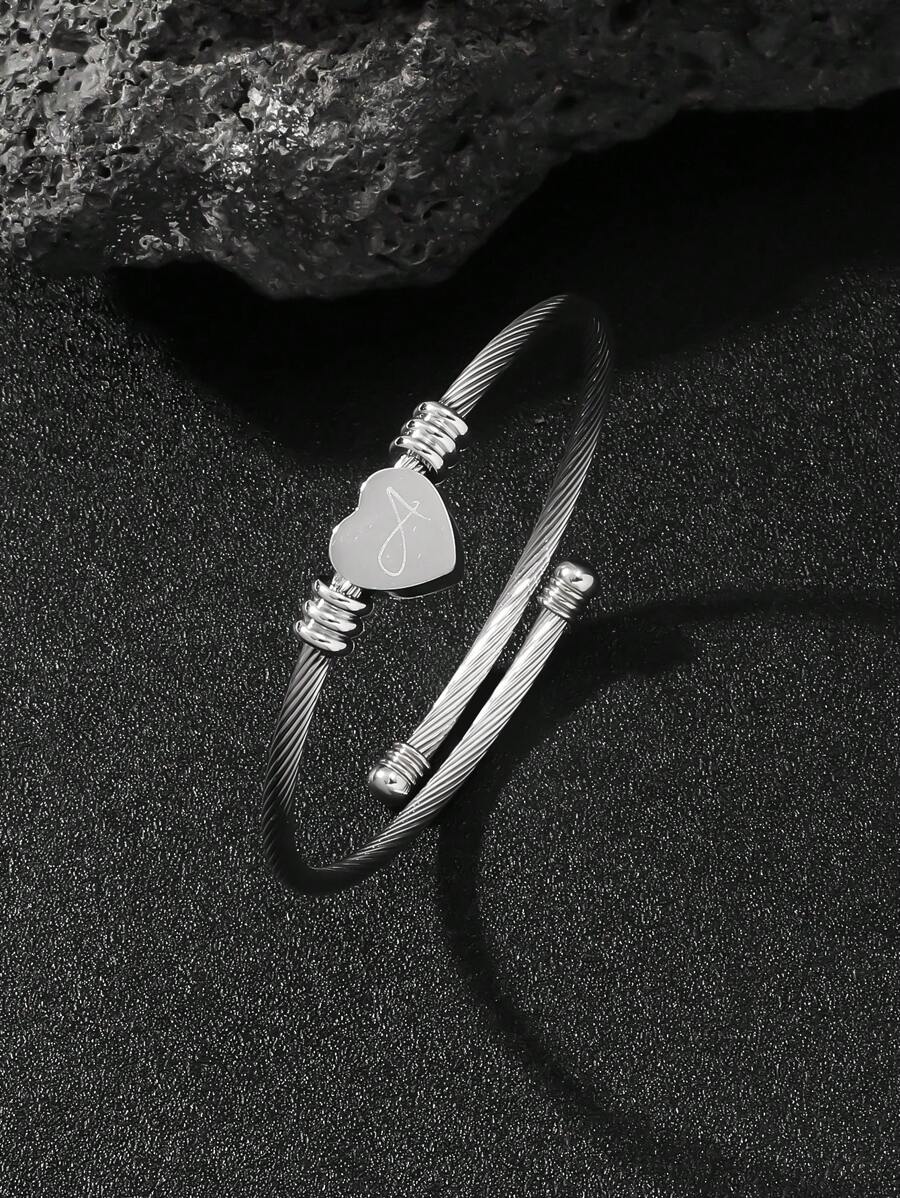 1 Pc Minimal Wind Love 26 Letters Men'S Bracelet Suitable - Silver - View 1