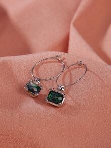 1雙簡約風格冷色調彩色及蛋白石裝飾小型多用途925純銀耳環,女性日常佩戴,diy - 銀色 - 查看 1