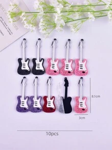 10pcs/Set Fashionable Guitar Shaped Acrylic Jewelry Pendant For Women's Earring, Necklace, Key Chain Making