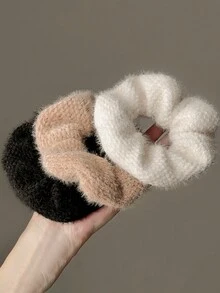 3 女式法式风情温柔简约针织毛绒发圈高端森林之美 - 彩色 - 查看 5