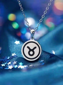 1Pc Fashionable 925 Silver 12 Constellations Pendant Necklace Double Sided Pendants For Women's Birthday Gifts