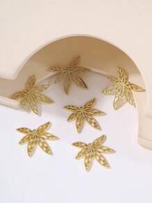 6pcs Alloy Leaves Shaped Diy Jewelry Making Parts (Earring, Necklace, Bracelet) - Gold - View 8