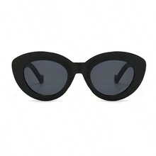 女士優雅復古貓眼橢圓形時尚眼鏡 - 黑色 - 查看 2