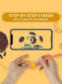 1 Stück handgefertigte Topfsonnenblume aus gehäkeltem Strickset mit gestricktem Garn Faden, Häkelmaterial Set für DIY Anfängergeschenk - Verschiedenfarbig - Übersicht 7