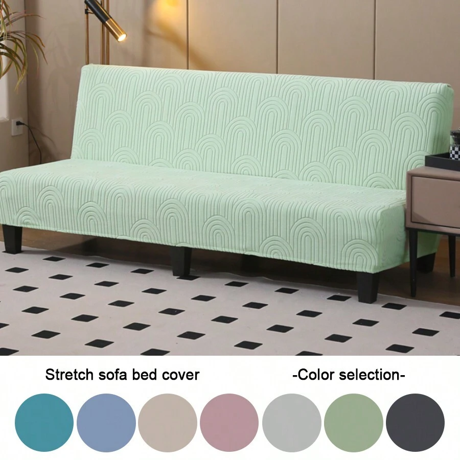 1 件組無臂提花天鵝絨沙發床罩彈性全包簡約聚酯纖維沙發套通用四季通用 - 綠色 - 查看 1