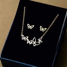 不鏽鋼耳環項鍊套裝,、手掌、眼睛、玫瑰吊墜飾品 - 星月 - 查看 3