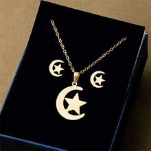 不鏽鋼耳環項鍊套裝,、手掌、眼睛、玫瑰吊墜飾品 - 星月 - 查看 8