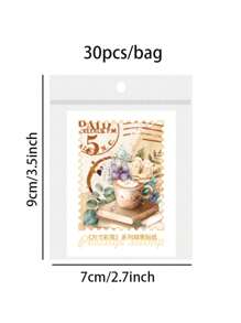 30張/袋寵物貼紙方寸彩紙系列貝殼印章造型貼紙手冊材質裝飾貼紙 - 彩色 - 查看 2