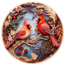 1入組紅色主教圍巾風格亞克力掛飾,是鳥愛好者的絕佳禮物,適用於窗戶、露台或花園裝飾 - 紅色 - 查看 2