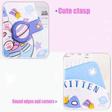 1pc Cute Handbook, Color Page, Magnetic Buckle Book, Student Diary, Small Notebook, Stationery, Handbook - Pink - View 4