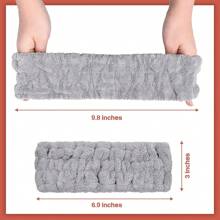 3 件套水療頭帶,適用於臉部護理、化妝、洗臉和瑜伽、淋浴、柔軟彈性髮帶運動頭帶,適合女孩和女士（黑色、白色、淺灰色） - 彩色 - 查看 3